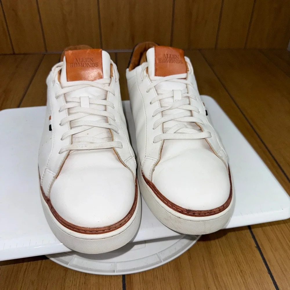 Allen Edmonds Alpha Mens White Leather Low Top Sneakers 4639 Size 14 D